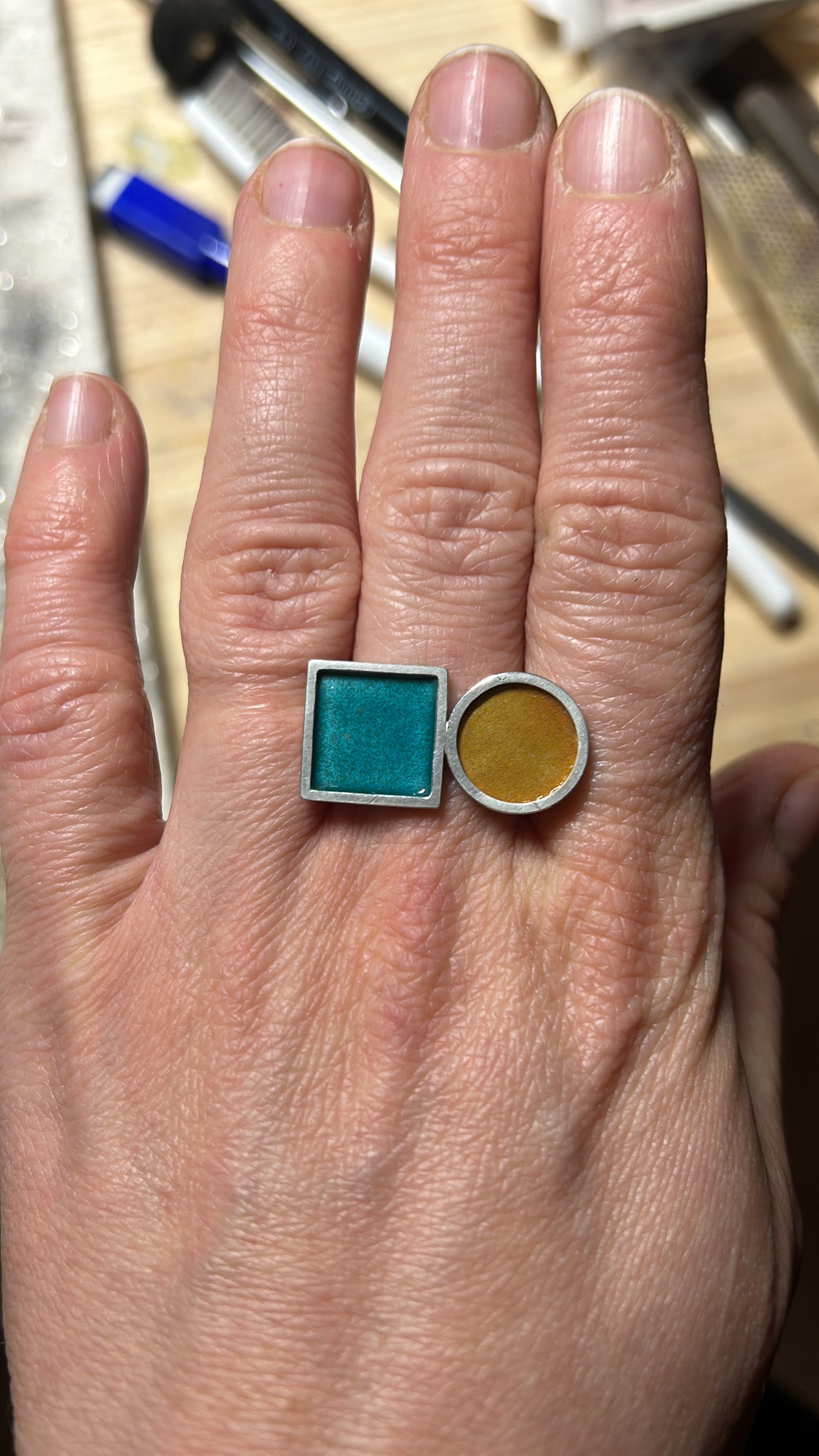The circle and square statement ring