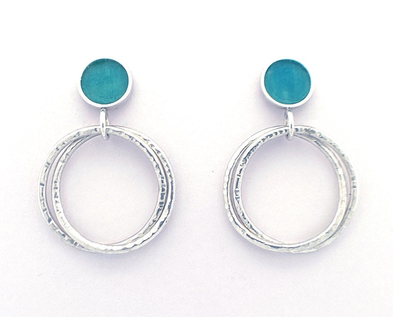 Textured dangly enamel earrings